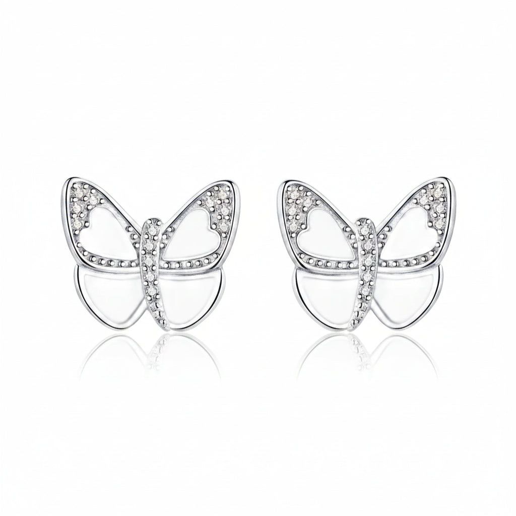 Delicate butterfly stud earrings in 925 sterling silver