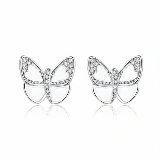 Delicate butterfly stud earrings in 925 sterling silver