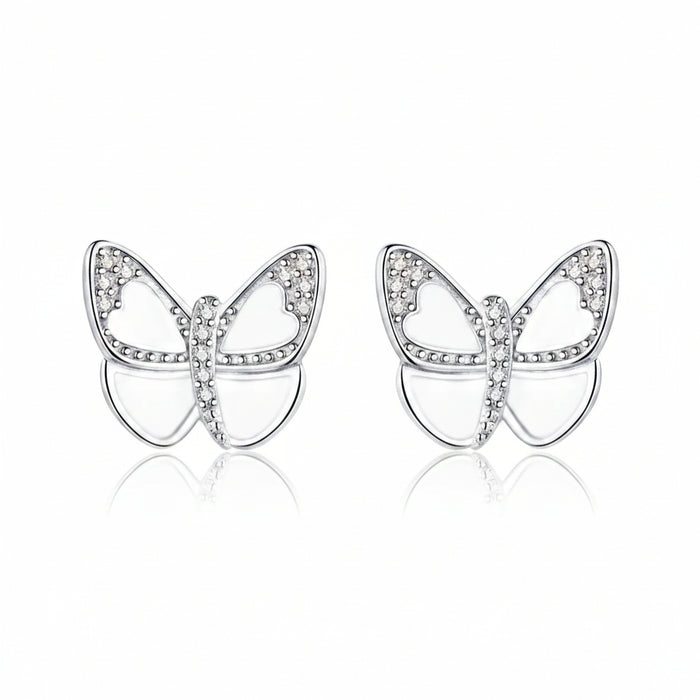 Delicate butterfly stud earrings in 925 sterling silver