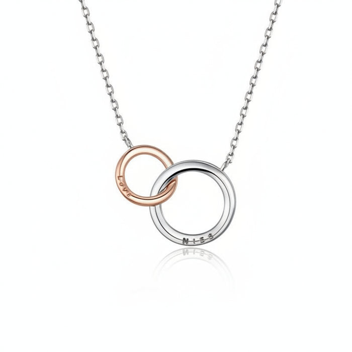 Double circle necklace in 925 sterling silver