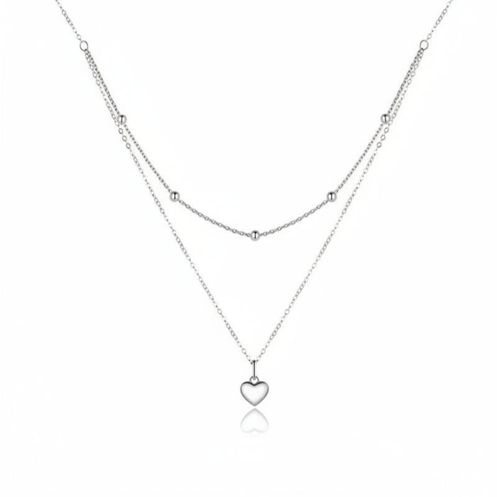 Double-layer heart necklace in 925 sterling silver