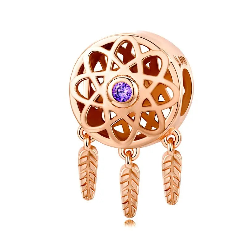 Silver dream catcher bead charm nickel-free, Pandora compatible meaningful gift
