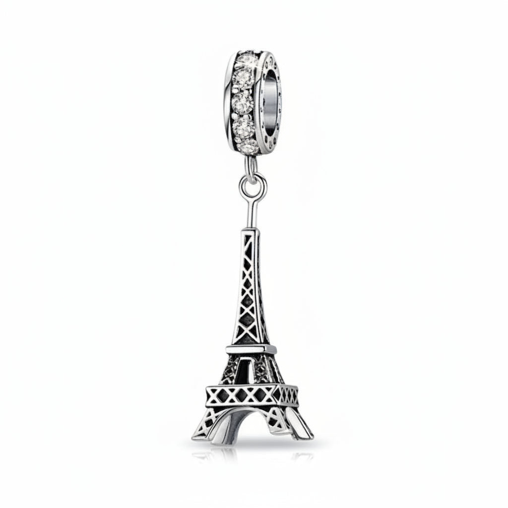 925 Sterling Silver Eiffel Tower Dangle Charm, fits Pandora bracelet