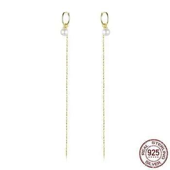 Long Chain Pearl Earrings 