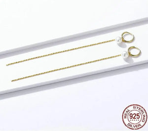 Long Chain Pearl Earrings 
