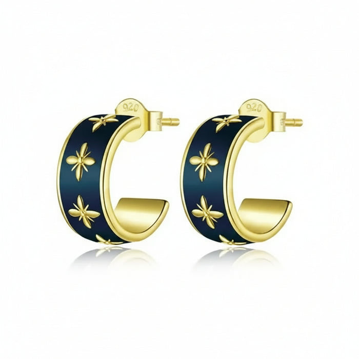 14K gold vermeil orchid stud earrings in 925 sterling silver