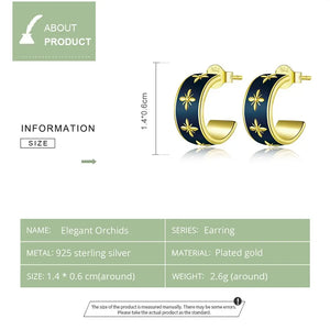 Elegant Orchids Plated gold Earrings 