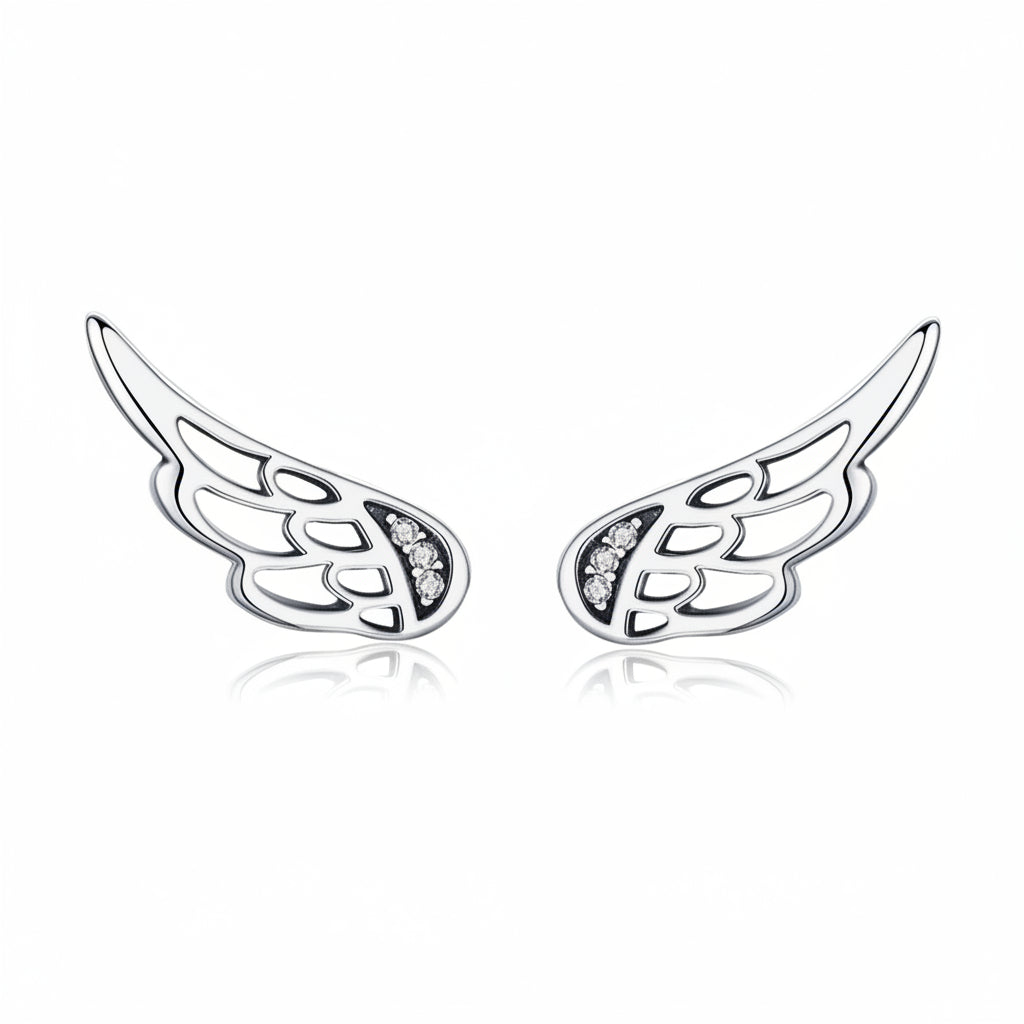 Feather fairy wing single stud earring in 925 sterling silver