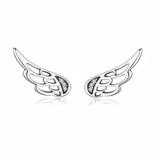 Feather fairy wing single stud earring in 925 sterling silver