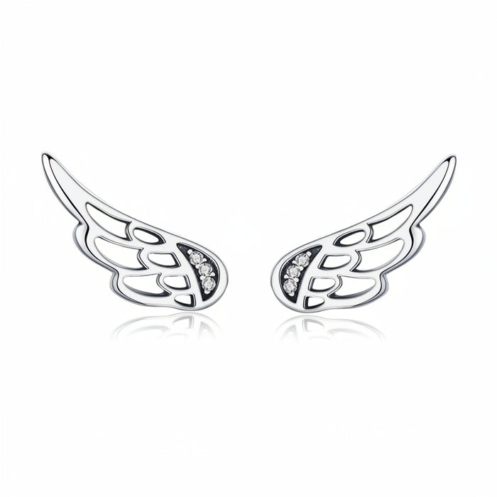 Feather fairy wing single stud earring in 925 sterling silver