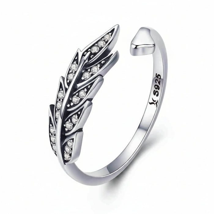 Vintage Sterling Silver Feather Wings Ring – Adjustable Celestial-Inspired Jewelry for Women 