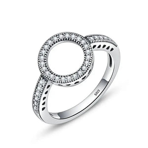 Forever Circle Ring – Genuine 925 Sterling Silver Clear CZ Round Ring for Women 