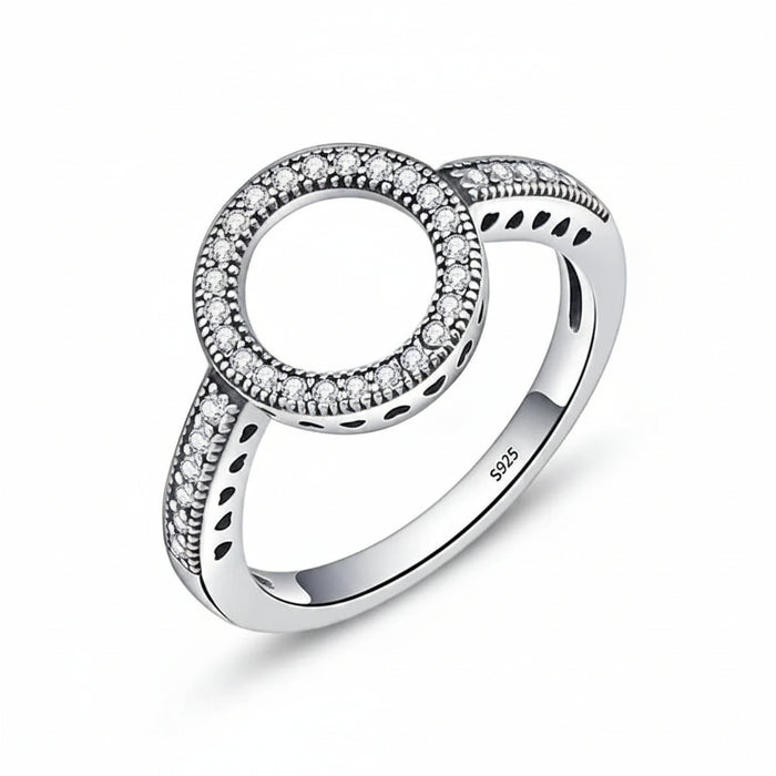 Forever Circle Ring – Genuine 925 Sterling Silver Clear CZ Round Ring for Women 