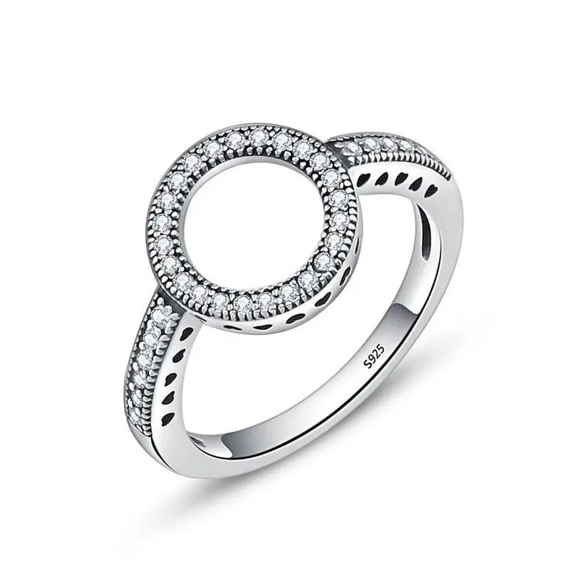 Forever Circle Ring – Genuine 925 Sterling Silver Clear CZ Round Ring for Women 