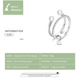 Geometric Shell Beads CZ Rings – Dainty Adjustable Stackable Jewelry for Women 