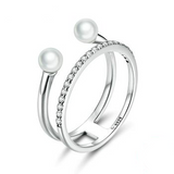 Geometric Shell Beads CZ Rings | Pendant Finger Rings | Sterling Silver Ring