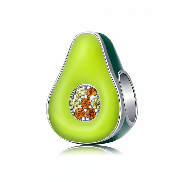 925 Sterling Silver Green Enamel Avocado Charm, fits Pandora bracelet