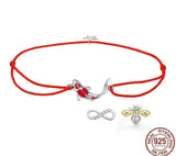 925 Sterling Silver Guardian Lucky Fish Bracelet – Adjustable Enamel Rope Chain Jewelry for Couples & Friends 