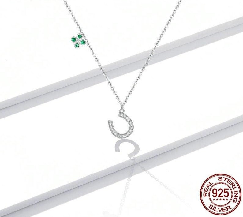 Cubic Horseshoe Necklace | Good Luck Charm | Necklaces for Women | Horseshoe Pendant | Platinum Chain Necklace|