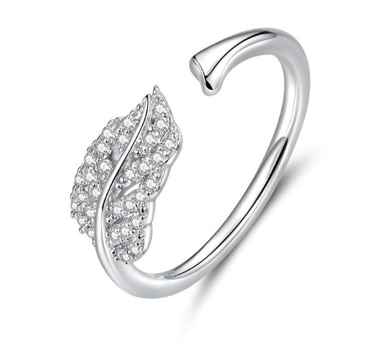 Silver Leaf Rings | Open Ring | Rings for Women | Sterling Silver Leaf Ring