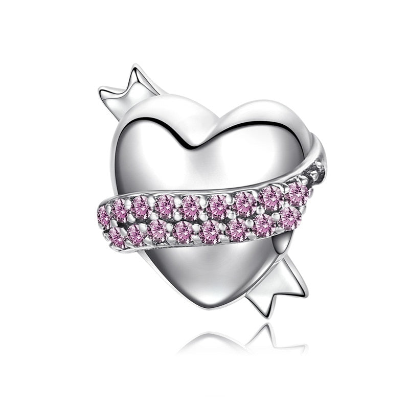 Gift for Women | Bracelets And Necklaces Charm | Charms for Bracelets | Sterling Silver Charm | Heart Pink Charm | Charms and Beads |