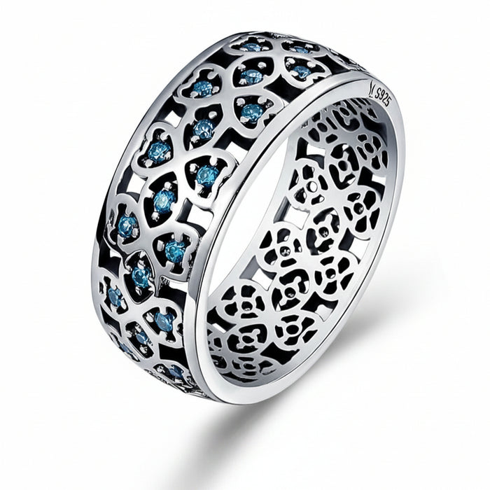 Clover Blue Ring – Titanium Steel Women’s Fashion Ring with Symbolic Charm 