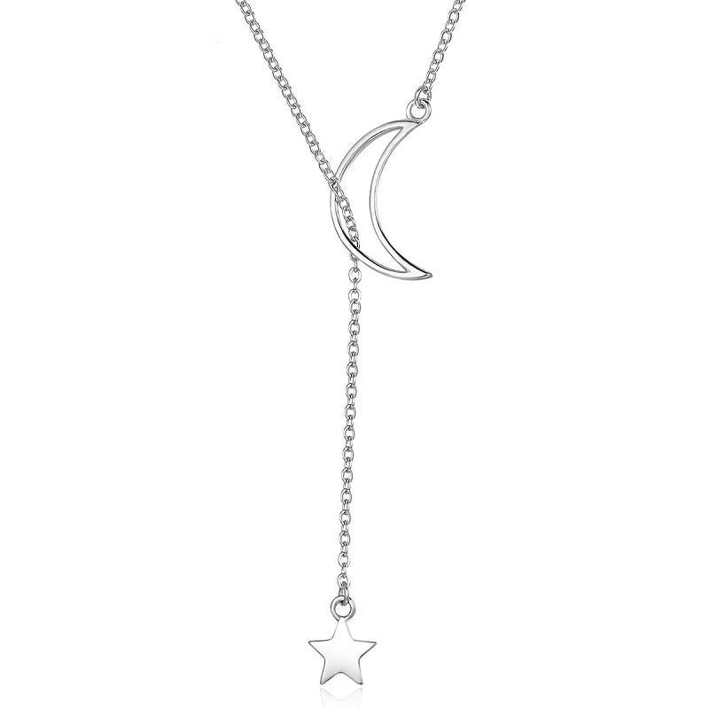 Silver Moon and Star Necklace