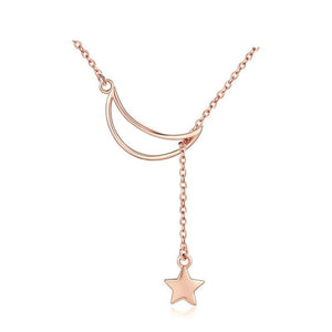 Silver Moon and Star Necklace 
