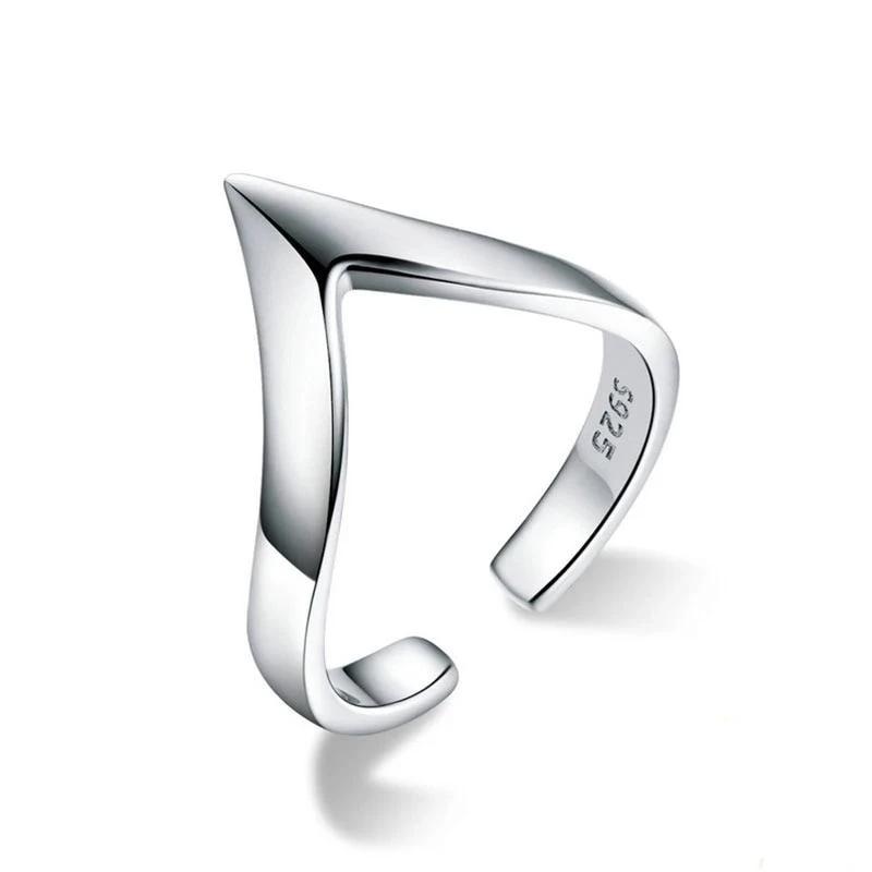 925 Sterling Silver Wave Love Ring – Adjustable Geometric Ring for Women