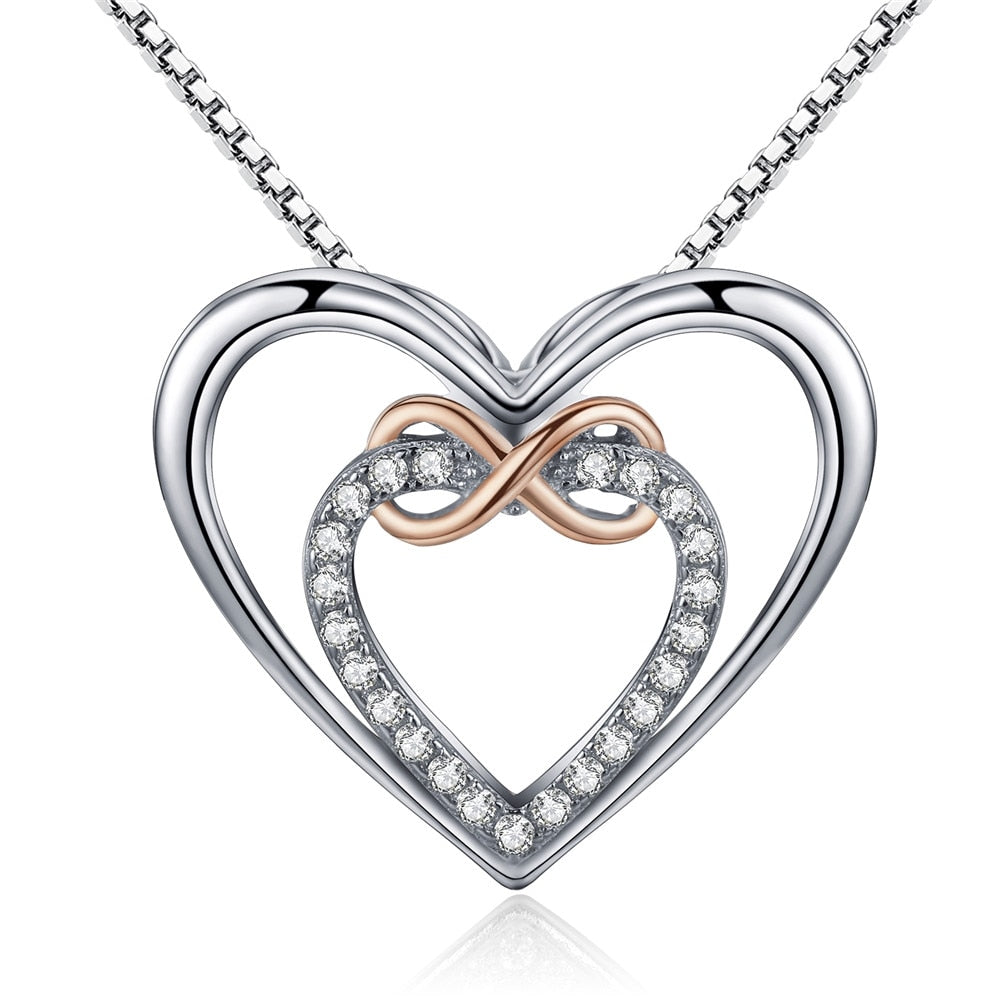Elegant Infinity Love Necklaces| Crystal Jewelry |Heart Pendant Necklace