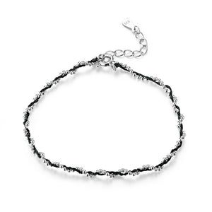 925 Sterling Silver Black & Red Rope Bracelet – Adjustable Friendship Bracelet for Women 