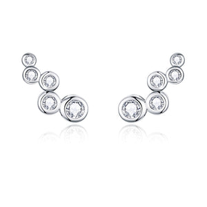 Earrings for Women | Cubic Zirconia Earrings | Classic Earrings | Sterling Silver Earrings | Bubble Stud Earrings | Stud Earrings | Ear Climber Earrings|