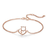 Silver Heart Cat Bracelets | Heart Bracelets | Chain Bracelets | Bracelets
