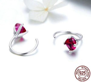 Heartbeat Shape Pink Red Earrings 