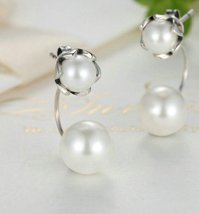 Simulated Pearls Drop Earrings |Earrings|Silver Earrings |Drop Earring