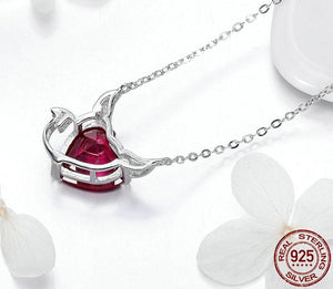 Devil Wings Red CZ Necklaces 