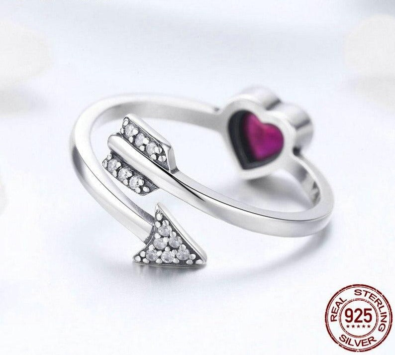 Red Heart And Love Arrow Rings