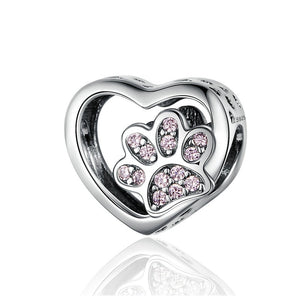 Heart-shape Paw Charm | Heart Paw Prints Charm