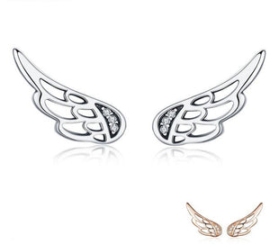 Wings Stud Earrings | Zircon Stud Earrings | Sterling Silver Ring