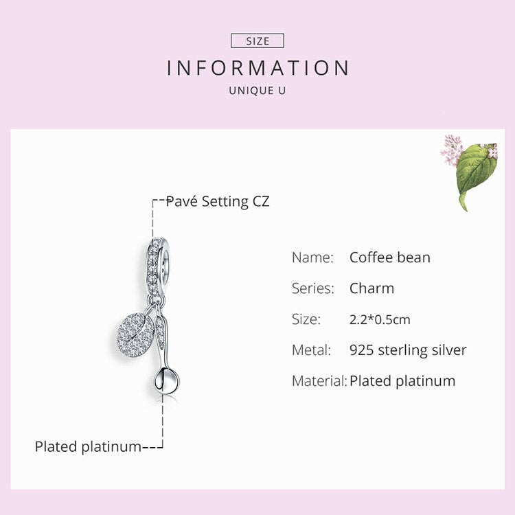 Charm Bracelet | 925 Sterling Silver Infinity Charms | Coffee Bean Charm | Charm for Bracelet and Necklace | Charm for Bracelet|