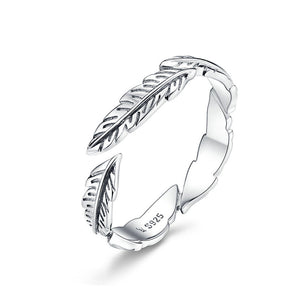 Vintage Sterling Silver Feather Wings Ring – Adjustable Celestial-Inspired Jewelry for Women 