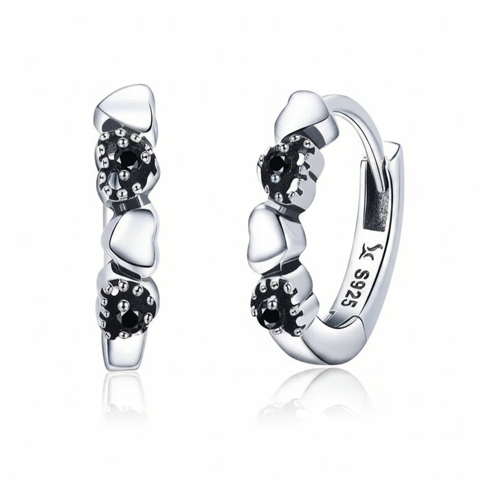 Heart-to-Heart hoop earrings on a 925 sterling silver base