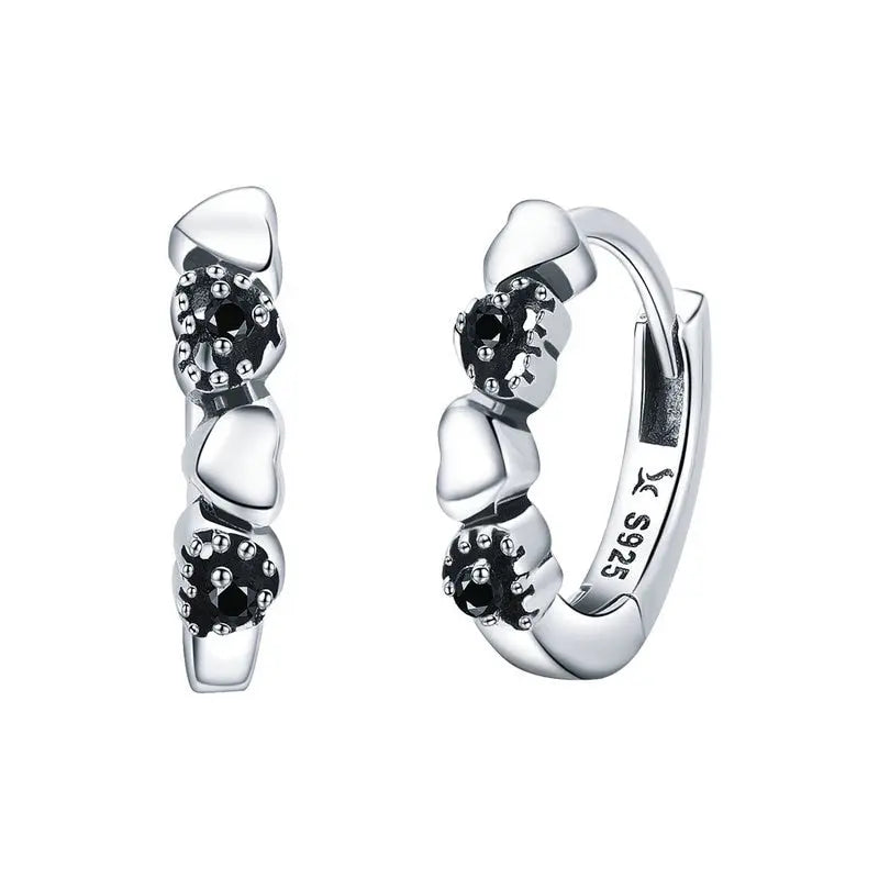 Silver Heart to Heart Hoop Earring 