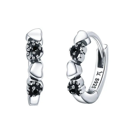Silver Heart to Heart Hoop Earring 