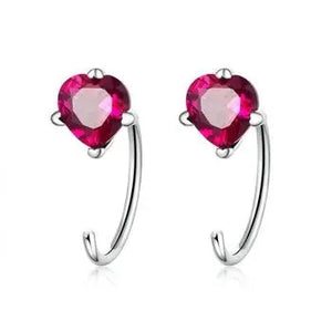 Heartbeat Shape Pink Red Earrings 