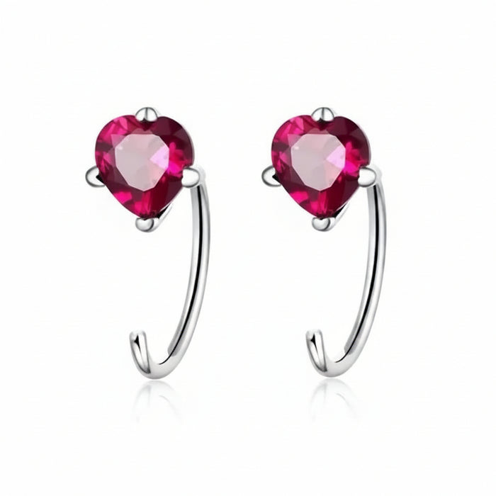 Heartbeat shape pink and red earrings in 925 sterling silver