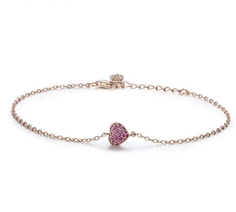 ❤️ Romantic Heart Chain Bracelet – 925 Sterling Silver Dainty Heart Link Bracelet for Women