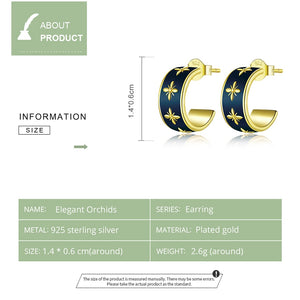 Elegant Orchids Plated gold Earrings 