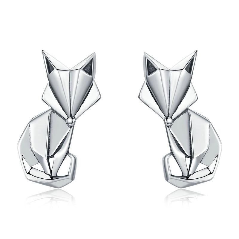Fox Stud Earrings | Animal Ear Studs | Sterling Silver Earring