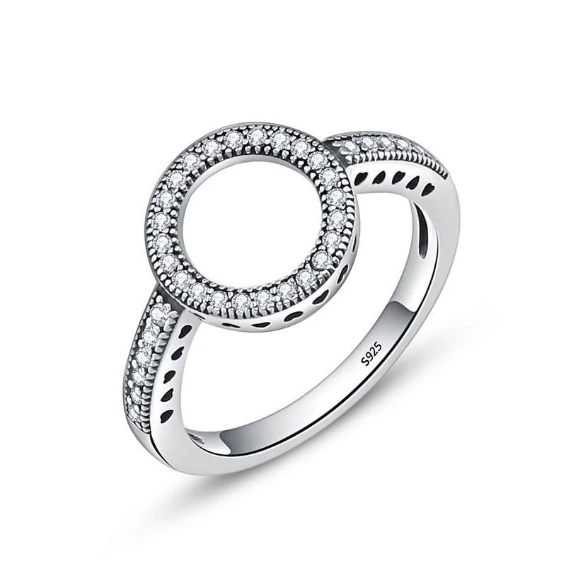 Forever Circle Ring โ Genuine 925 Sterling Silver Clear CZ Round Ring for Women
